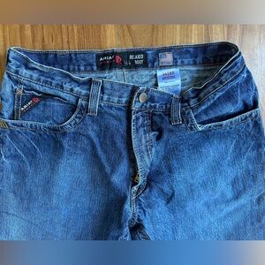 Ariat FR Jeans Men 34x32 Blue M4 Relaxed Boot WorkWear CAT2 Flame Resistant